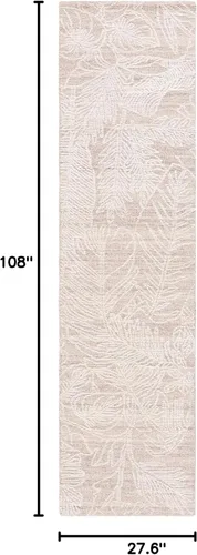 Vista 2 de SAFAVIEH Metro Collection - Alfombra de pasillo de 2 pies 3 pulgadas x 9 pies, beige y marfil, lana botánica hecha a mano, ideal para zonas de alto
