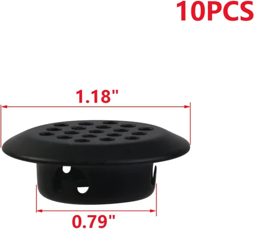 Vista 2 de MY MIRONEY 10 rejillas de ventilación circulares negras de 0.8 pulgadas de acero inoxidable con agujero de malla redonda para gabinetes, armarios