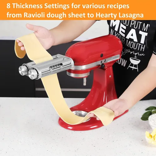 Vista 9 de FavorKit Accesorio para hacer pasta para batidoras de pie KitchenAid, juego resistente 3 en 1 incluido rodillo de hojas de pasta, accesorios