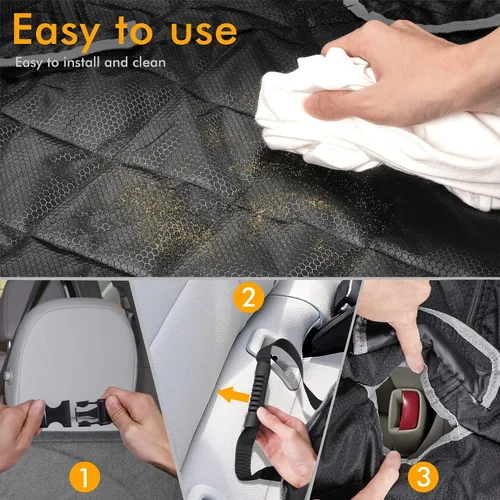 Vista 8 de BRONZEMAN Funda Protectora de Asiento de Banco de Coche 100% Impermeable - Fuerte y Duradera, Resistente y Antideslizante Funda para Asiento Trasero