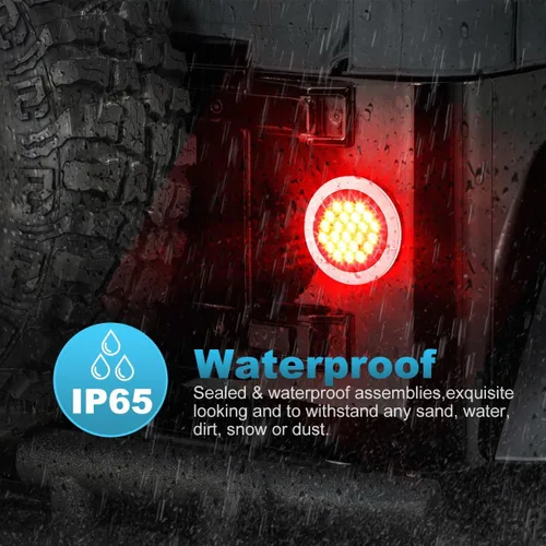 Vista 2 de Partsam 4 luces traseras LED redondas de 4 pulgadas para remolque, 24 luces LED, montaje en brida, selladas, para camión, remolque, caravana, LED