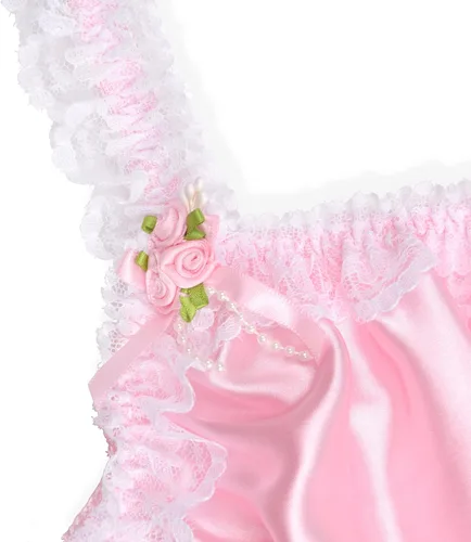 Vista 3 de Satini Lencería Satén Sissy Babydoll Volantes Volantes Encaje Slip Ropa De Dormir