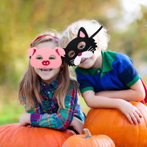 Vista 8 de CiyvoLyeen Party Animals Felt Masks Jungle Farm Forest Animals Theme Birthday Party Favors Party Supplies for Boys or Girls