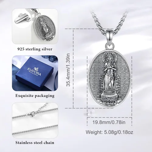Vista 192 de EUDORA Collar de plata de ley 925 con moneda Hécate, Athena, Perséfono, Nyx, diosa de la luna triple, diosa celta, rueda de Hécate, llave, regalo