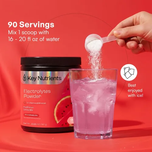 Vista 23 de KEY NUTRIENTS Electrolitos en polvo sin azúcar, limonada de maracuyá con 6 electrolitos y minerales, fibra prebiótica y polvos de hidratación