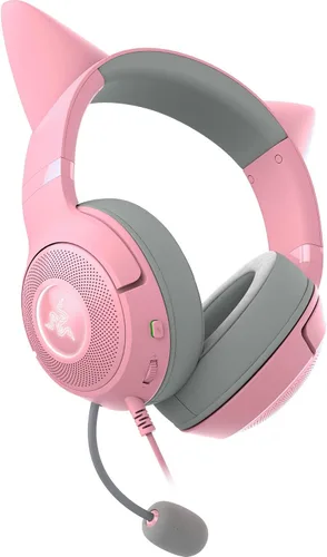 Vista 8 de Razer Kraken Kitty V2 Auriculares USB con cable orejas de gatito RGB Chroma - Iluminación reactiva de transmisión - Micrófono cardioide HyperClear