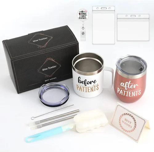 Vista 9 de Regalos LiqCool para Enfermeras y Asistentes Dentales - Taza de 12oz y Vaso de Vino para Enfermeras, Médicos, Dentistas y Médicos - Regalo
