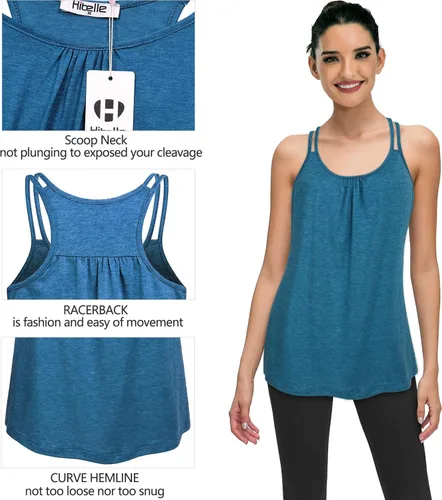 Vista 3 de Hibelle - Camiseta de tirantes para mujer con cuello redondo y espalda cruzada