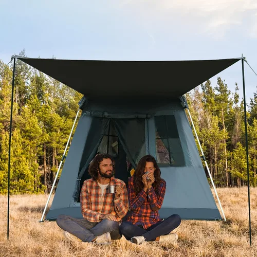 Vista 7 de Tienda de campaña desplegable instantánea con parasol extraíble, tienda de campaña con protección UV y ventilación, impermeable, resistente al