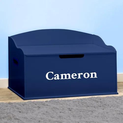 Vista 4 de DIBSIES Caja de juguetes personalizada Creative Wonders, serie Signature para niños, 30 x 19.25 x 18 pulgadas, tapa de cierre suave (azul)