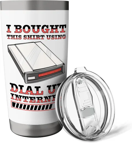 Vista 5 de 90s Nostalgia Retro 90s Dial Up Internet Vintage Stainless Steel Insulated Tumbler