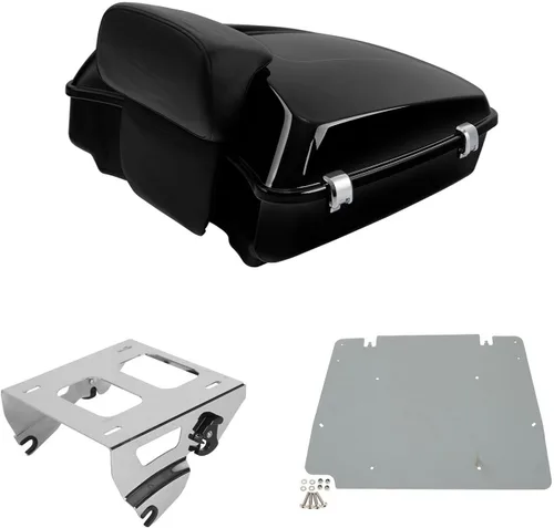 Vista 36 de TCT-MOTORPARTS Paquete de viaje picado, maletero, almohadilla de respaldo, estante de montaje individual negro para modelos Harley Touring Road King