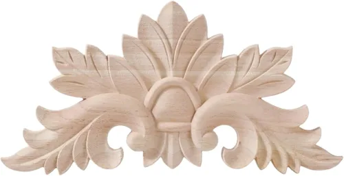 Vista 16 de Apliques de madera tallada en madera tallada calcomanía sin pintar muebles cama puerta gabinete decoración (01,12x9cm/4.72x3.54inch)