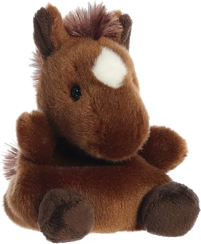 Vista 3 de Aurora® Adorable animal de peluche Palm Pals™ Truffle Brown Horse™, divertido peluche coleccionable para niños y adultos, perfecto para decorar