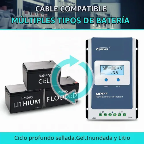 Vista 4 de EPEVER Controlador de carga solar de 10 A, controlador de carga de panel solar MPPT, controlador de carga de 12 V/24 V, trabajo automático, máximo
