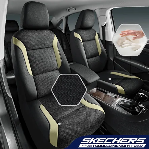 Vista 2 de Skechers Fundas de asiento de coche de espuma viscoelástica, fundas de asiento gruesas de malla Air Cool, juegos completos de asientos de coche