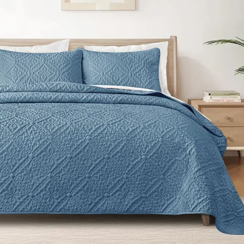 Vista 14 de Exclusivo Mezcla Juego de Edredón Individual, Cubrecamas Ligeras y Suaves con 1 Funda de Almohada, Edredones Modernos de Color Azul Aguamarina