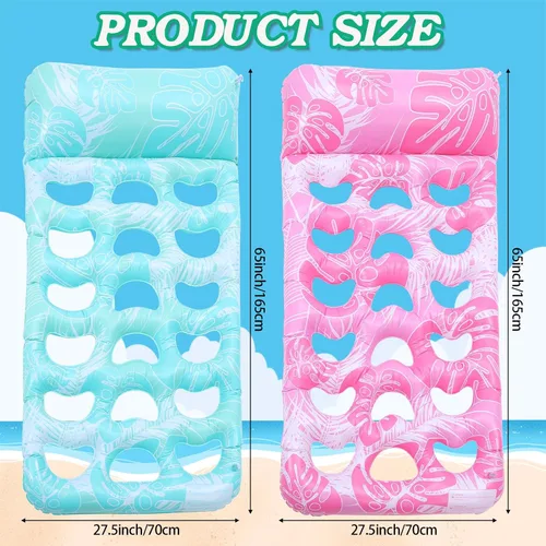 Vista 3 de Briwooody 2 unidades inflables para piscina, flotadores de piscina, balsas con reposacabezas, bronceado solar para adultos, hamaca de agua fría