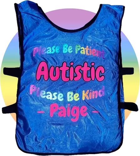 Vista 4 de Chaleco de compasión para autismo - Ropa para personas autistas - Please Be Kind Please Be Patient - Chaleco Spectrum