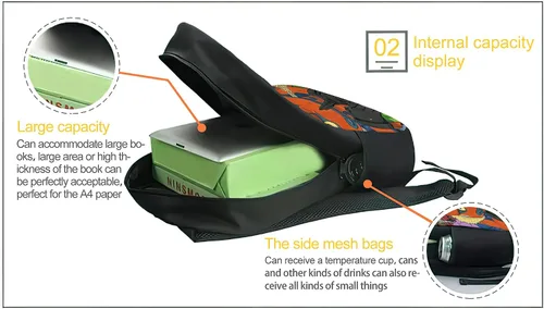 Vista 6 de Mochila de dibujos animados con impresión 3D de viaje multiusos de anime con correas ajustables, Haa-04, talla única