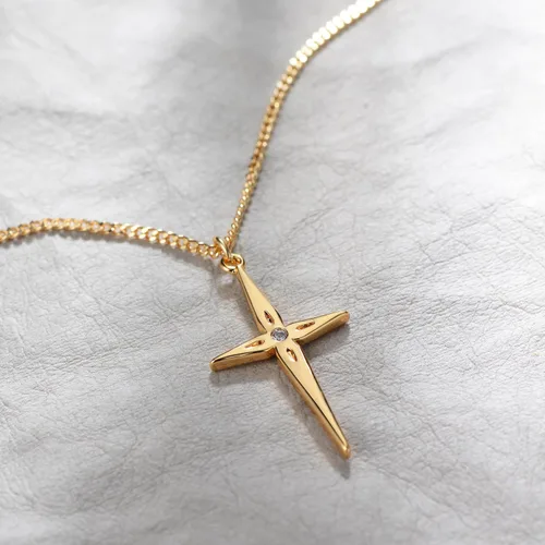 Vista 45 de Fettero - Collar con dije de cruz de fe, chapado en oro de 14 K, cadena fina, minimalista, simple, pequeña, para oración, regalo de joyería religiosa