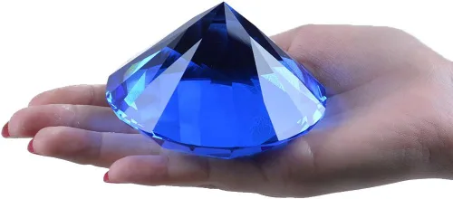 Vista 4 de LONGWIN Pisapapeles de diamante de cristal de 80 mm (3.1 pulgadas), joyas para decoración de boda, centros de mesa, decoración para el hogar (Azul)