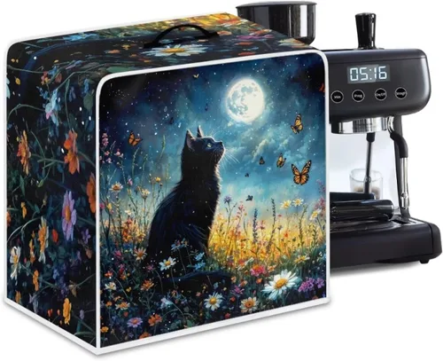 Vista 55 de Cubiertas para máquina de café con mango superior, resistentes a las manchas, para mezclador, compatible con la mayoría de cafeteras