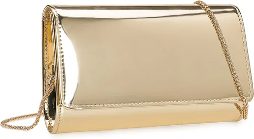 Vista 9 de CHARMING TAILOR Bolso de mano de boda de piel sintética para mujer, bolso formal metálico de poliuretano, bolso de fiesta de noche de patente
