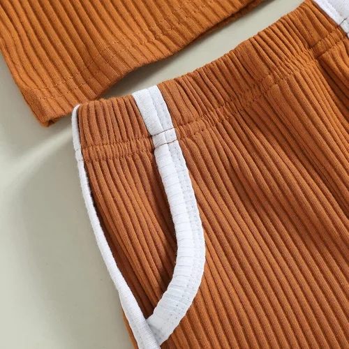 Vista 5 de Hoanselay Conjunto de pantalones cortos de verano para bebé, niña, niño, camiseta sin mangas y pantalones cortos casuales, conjunto de 2 piezas