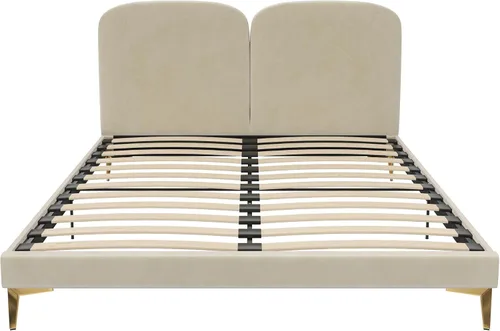 Vista 8 de CosmoLiving by Cosmopolitan Cama tapizada Coco, Queen, terciopelo marfil