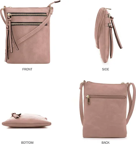 Vista 2 de DELUXITY Bolso cruzado con cremallera y múltiples bolsillos, Mauve