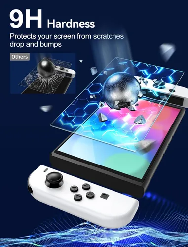 Vista 7 de ivoler Paquete de 2 protectores de pantalla de vidrio templado mate para Nintendo Switch modelo OLED, protector mate antirreflejos con marco