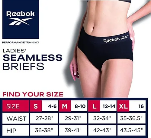 Vista 7 de Reebok Ropa interior para mujer - Bragas de cintura alta sin costuras (paquete de 6)