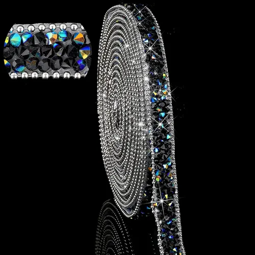 Vista 23 de Hicarer 3 yardas de cintas de diamantes de imitación de resina para boda, cinta autoadhesiva de diamantes de cristal, rollo de cinta de resina