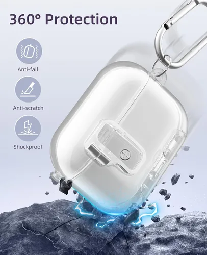 Vista 7 de TiMOVO Funda transparente para AirPods Pro 3 (2025) con bloqueo seguro
