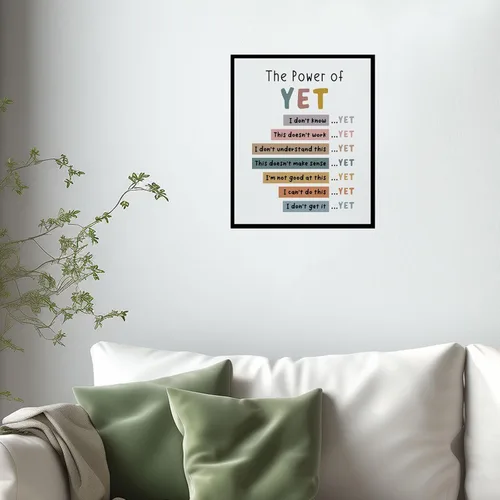 Vista 4 de The Power of Yet Print - Póster de terapia de oficina, decoración de pared para habitación de niños, póster bohemio para aula, mentalidad