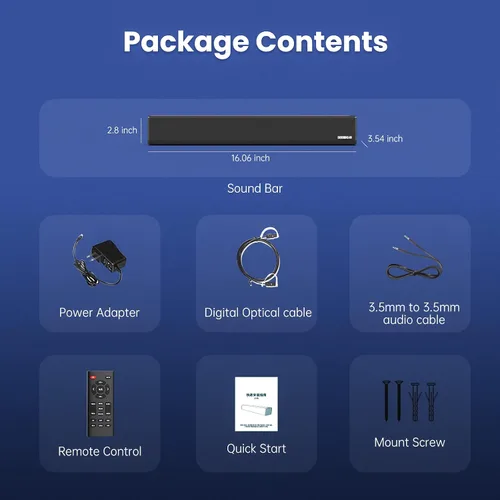 Vista 7 de Barra de sonido, BESTISAN Barra de sonido de 50 vatios con HDMI, óptico, AUX, USB, salida de subgraves y conexión Bluetooth, DSP, bajo ajustable, 16