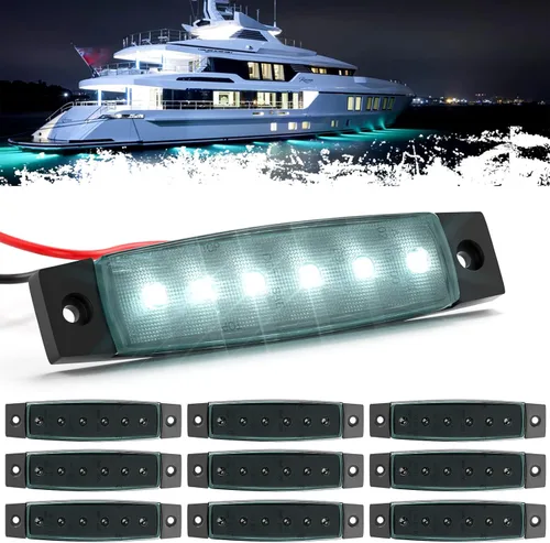 Vista 7 de PSEQT Luces LED de navegación para barco, interior marino, tira de luz de cortesía, cubierta de popa, iluminación de cabina de 3.8 pulgadas, 6 LED