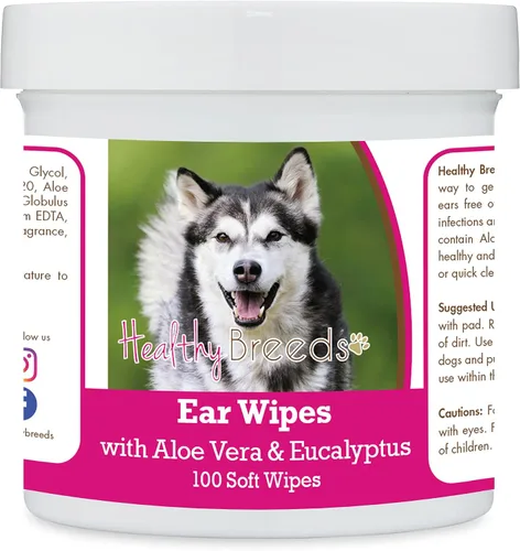 Vista 96 de Healthy Breeds Affenpinscher Toallitas de limpieza de oídos con aloe y eucalipto para perros, 100