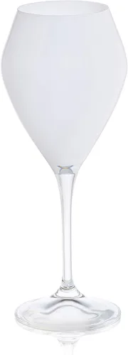Vista 4 de Vasos de colores en forma de V con tallo transparente - Juego de 6 rellenos de 14 onzas (negro)