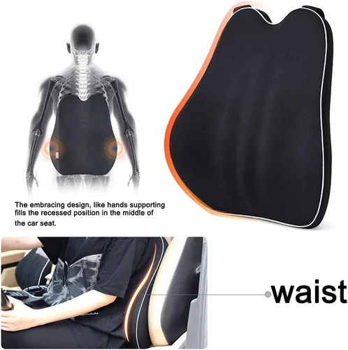 Vista 2 de Soporte lumbar de coche cojín de espuma viscoelástica con alivio del dolor de espalda para Ceed/GT/SW/PRO Cerato Venga Carens Soul 1 unids negro