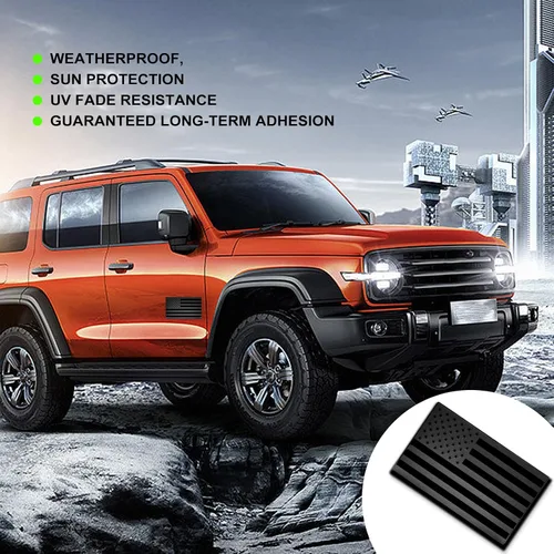 Vista 6 de 2 paquetes de calcomanías de emblema de bandera americana negra en 3D con relieve en metal, adhesivos mate negros compatibles con Jeep, camionetas