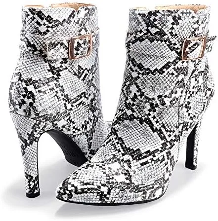 Vista 6 de IDIFU DANA - Botines de tacón alto de aguja para mujer, con cremallera lateral, con hebilla de metal