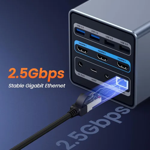 Vista 8 de TobenONE Estación de acoplamiento para laptop 16 en 1 con monitor triple 4K