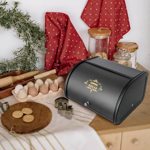 Vista 5 de SOTECH Caja de Pan Vintage para Cocina, Contenedor de Estilo Metálico Liviano de Grado Alimentario para Cubo de Almacenamiento en Encimera, Caja