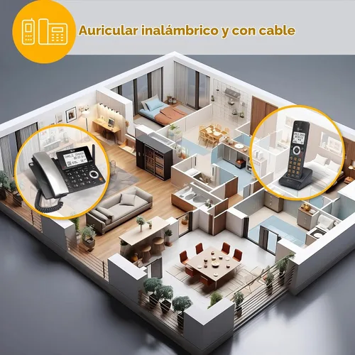 Vista 2 de AT&T DECT 6.0 Teléfono doméstico con cable o inalámbrico con 1 auricular y contestador, bloqueador de llamadas inteligente, identificación