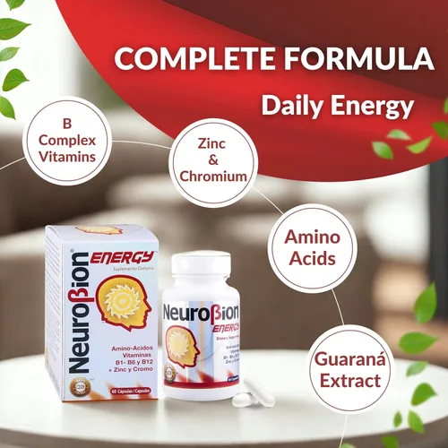 Vista 8 de 60 Cápsulas Neurobion Energy - Aminoácidos Vitamina B1 B2 B6 B12 - Aumenta la Alerta Mental y la Resistencia