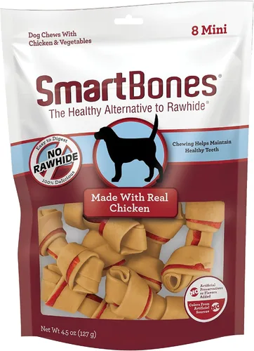 Vista 17 de SmartBones Mini masticables con carne de res real, 24 unidades, masticables sin piel cruda para perros