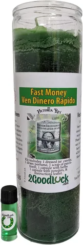 Vista 3 de Kit de velas vestidas Fast Money - Veladora Preparada Ven Dinero Rapido