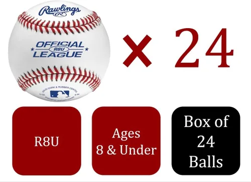 Vista 2 de Rawlings Pelotas de béisbol de uso recreativo de la liga oficial para práctica Juvenil/8U R8U Cúbeta 24